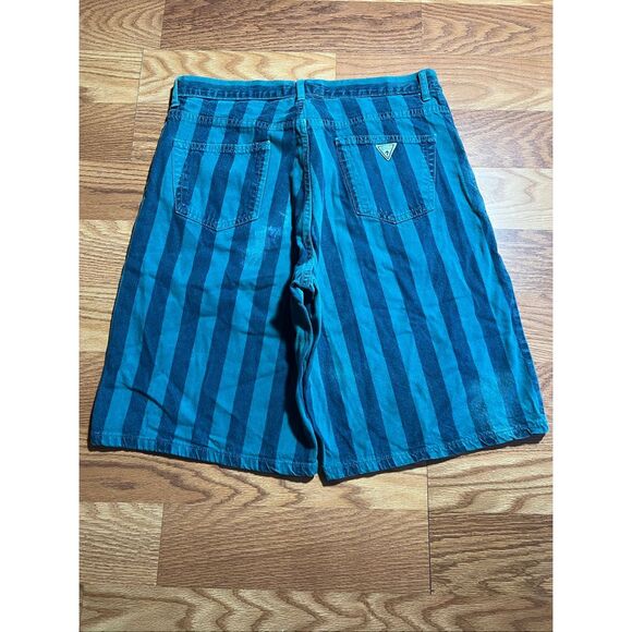 Vintage 90s Guess Striped Denim Shorts Size 34 - Picture 4 of 7